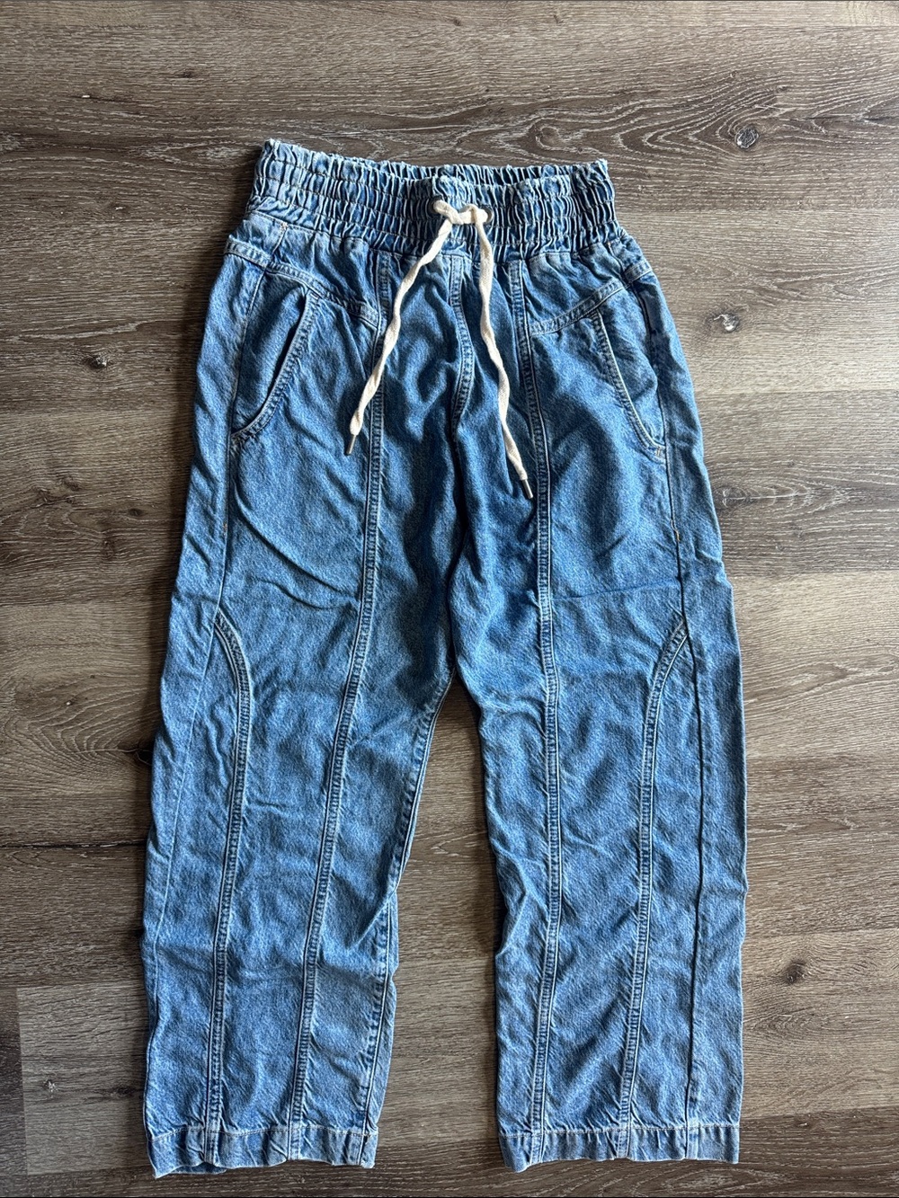 We The Free Light Blue Wide Leg Denim Pants